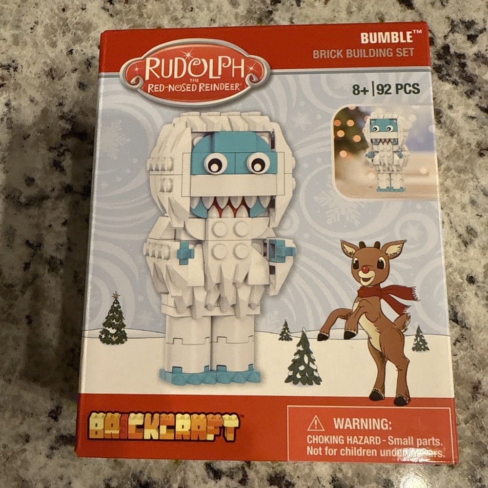 Bumble Figure Brick Building Set RUDOLPH RED NOSED REINDEER BRICKCRAFT 4" NIB